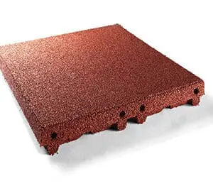 Gummifliser rød fallhøyde 2m 50x50x6,5cm - Pris M2