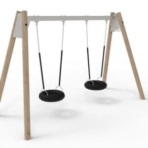 Robinia/stålgynge m/2 dekkseter
